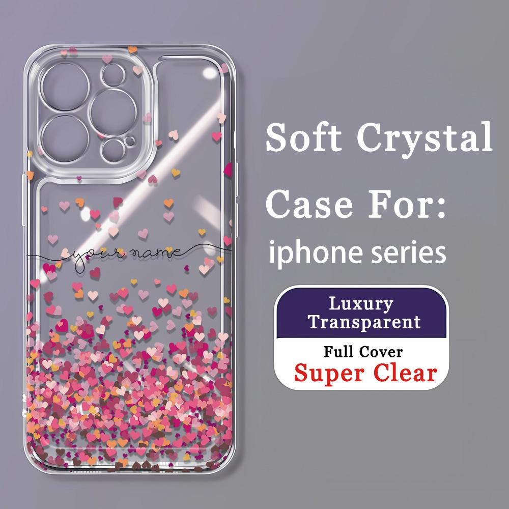 Розовый чехол с сердечками для iPhone 11 Чехлы для iPhone 14 12 11 13 15 16 Pro Max X XR XS Max 7 8 14 Plus SE 2020 Ударопрочный мягкий чехол