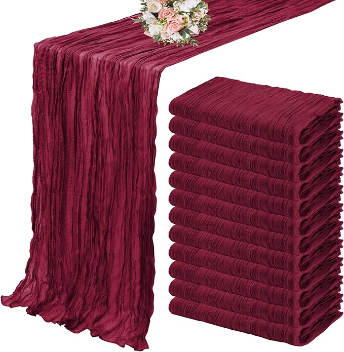 10PCS Terracotta Semi-Sheer Table Runner Gauze Cheesecloth Table Setting Dining Wedding Reception Events Christmas Fall Decor