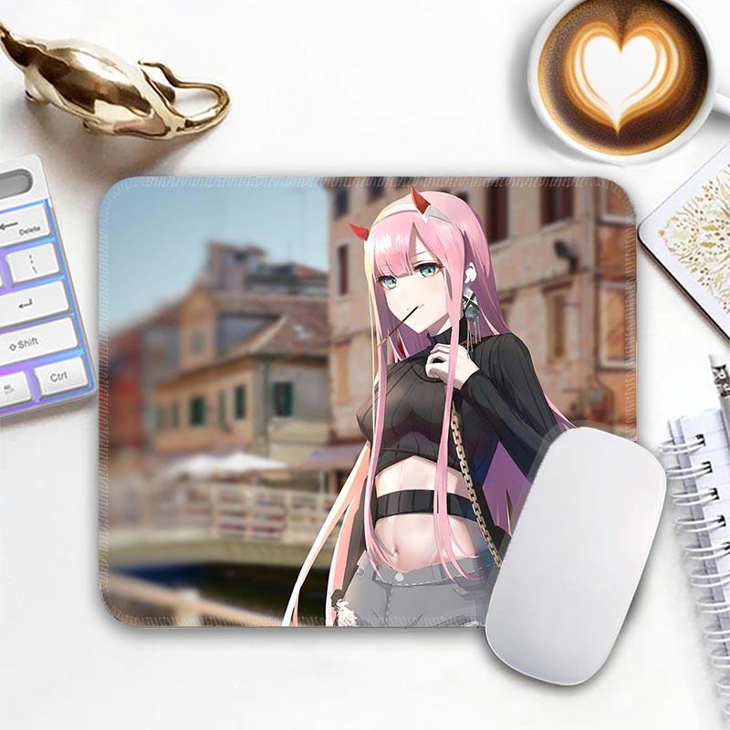 Anime Kawii Standard Mouse Pad D_DARLING in the F_FRANXX Zero Two Gamer Small Mousepad Travel Mouse Mat Non-Slip Mousemat