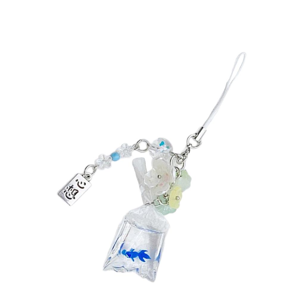 Sweet Small Fish Flowers Phone Charm Straps Car Key Hangings Pendants Fashion Bag Decoration Lanyard Purse Accessories