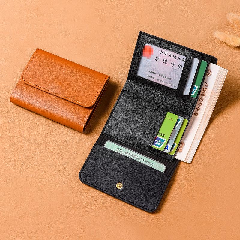 30% Off Wallet Women's Short Korean Version Simple Solid Color Wallet Card Bag Foreign Trade Small Wallet Folding Women's Wallet