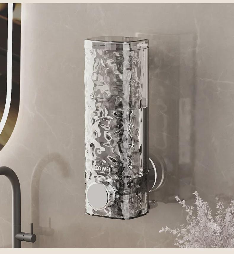 Ripple Suction Cup Bathroom Soap Dispenser - Luxury Hand Soap Holder for Mirror or Sink