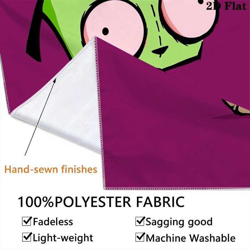 Invader Zim Wall Tapestry Aesthetic Wall Hanging Printed Fabric Blanket Decorative Tapestries for Bedroom Living Room Home Decor