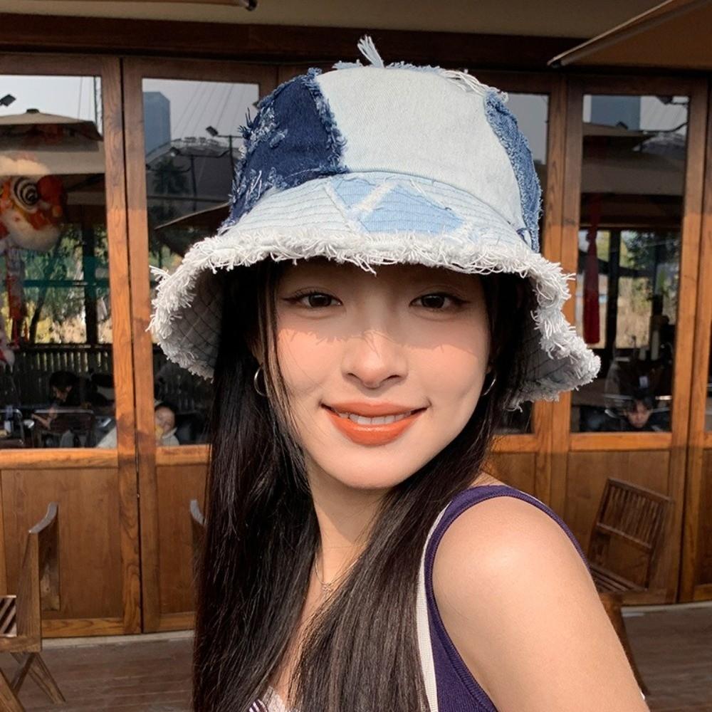 Панама из потертого денима в стиле «попрошайки», защита от солнца, шляпа-ведро, нишевая, ретро, шляпа рыбака, унисекс