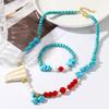 Ожерелье для женщин Богемный дизайн Бирюзовый Этнический стиль Ювелирные изделия Браслет Преувеличенный Винтажный Бирюзовый Богемные украшения