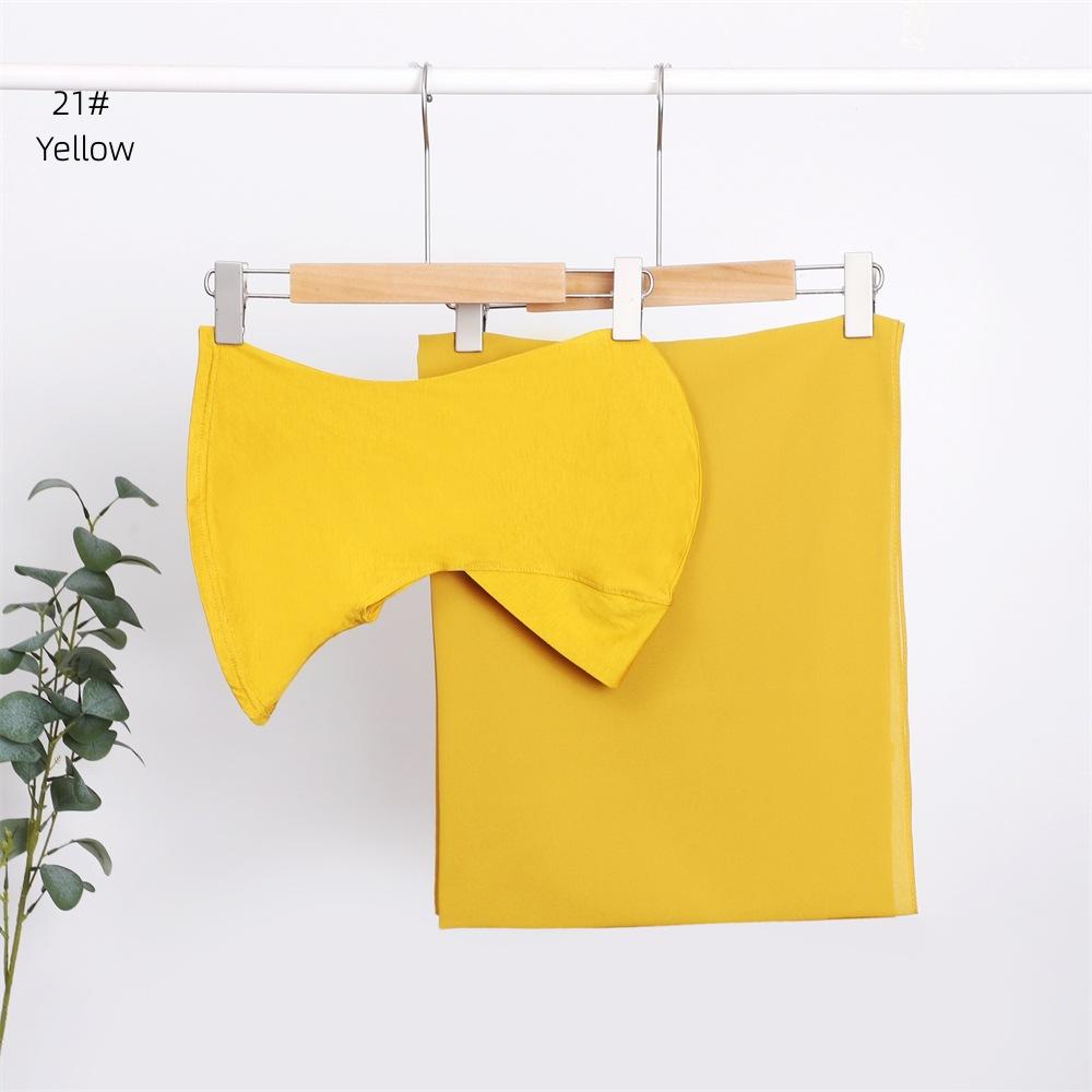 Elegant Elastic Instant Hijab Solid Color Chiffon Hijab Set Women's Modal Pullover Bandana Thin Breathable Soft Cozy Scarf