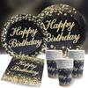 Birthday Theme Party Decorations Tableware Black Gold Paper Plates Birthday Party Adults Baby Shower Birthday Party Supplies