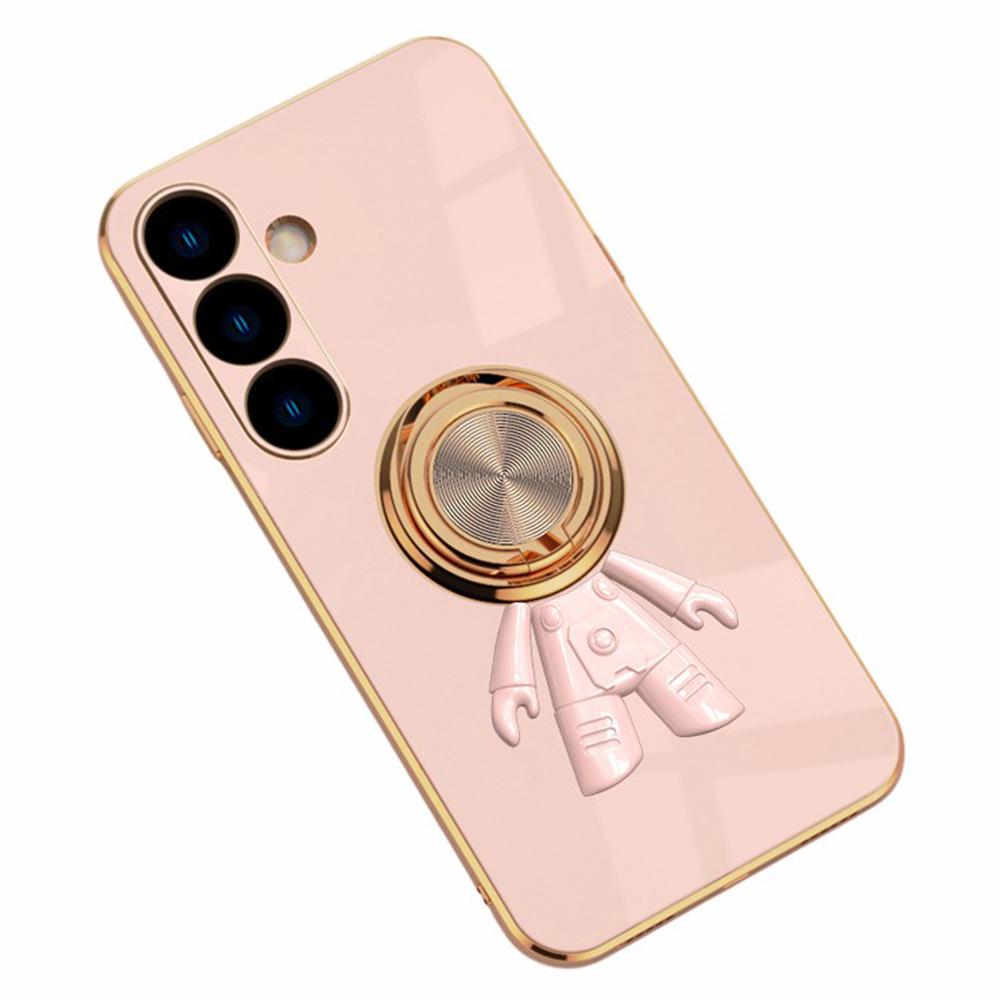 For Samsung Galaxy S24 Case with Astronaut Ring Kickstand 6D Electroplating TPU Phone Cover