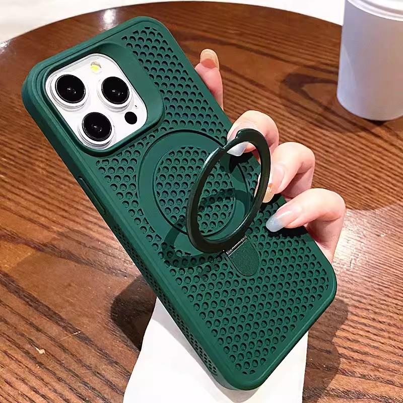 Luxury Heat Release Case For iPhone 17 16 15 14 13 12 Pro Max Plus 16Pro iPhone16 For Magsafe Mag Safe Wireless Charge Stand Covers