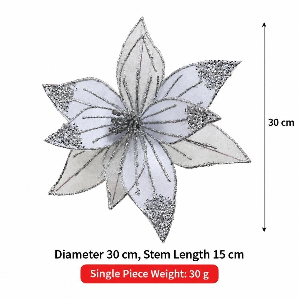 Sparkling Artificial Poinsettia Flower DIY Simulation Flowers Sequins Flower Wedding Decoration