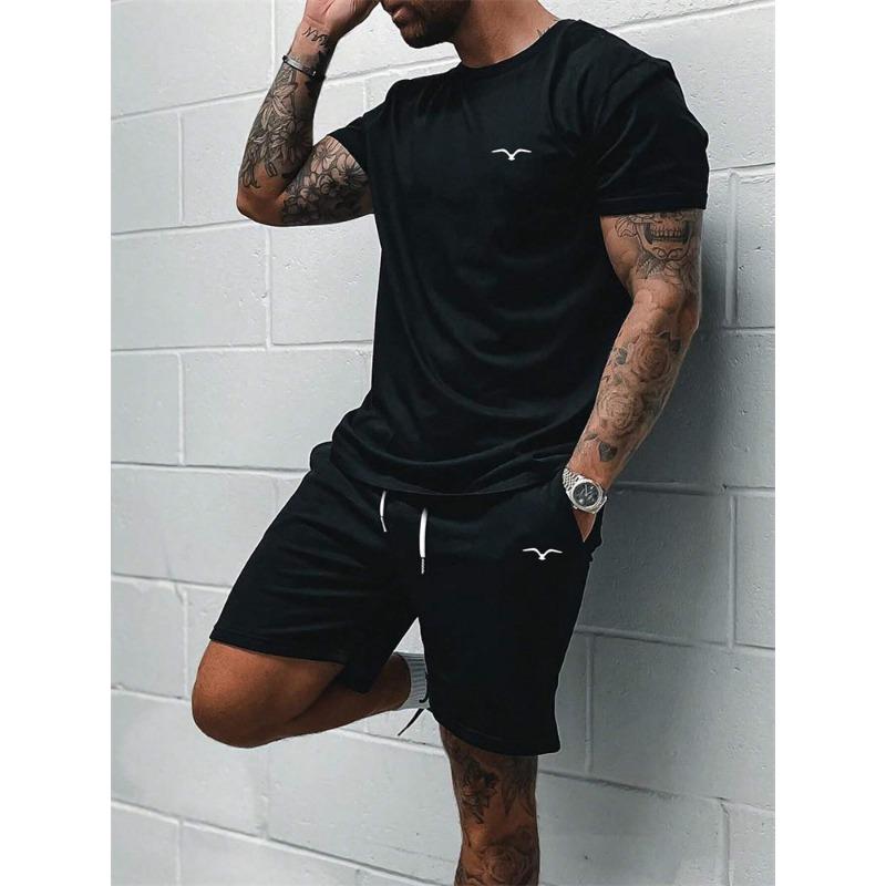 Летняя футболка с монограммой в стиле пэчворк, детский комплект, круглый вырез, короткие рукава, шорты на шнурке, спортивный костюм, одежда для уличной фотографии