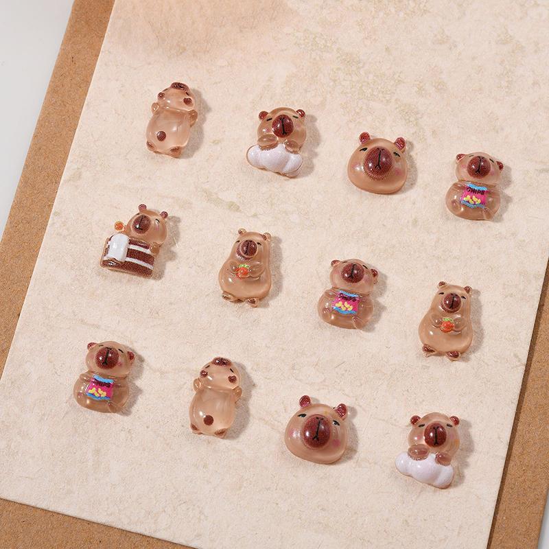 Cute Capybara Nail Patches Diy Resin Nail Jewelry Accessories Cartoon Nail Sticker Decoration Ornament Manicure For Girls Gift
