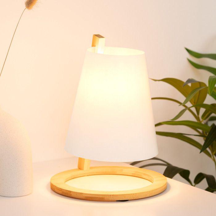 Lampe "Pita" bambou blanc H26cm - Atmosphera createur d'interieur
