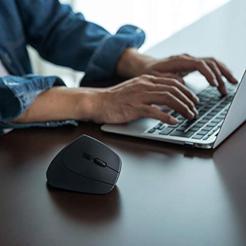 Sanwa Supply Ergonomic Mouse, Quiet, Wireless, 2.4GHz, Tendonitis Prevention, Blue LED, 5 Buttons, Large, MA-ERGW10N