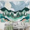 Горы и реки Впечатление Картина маслом Гобелен Настенный декор Природный пейзаж Богемный фон Ткань Декор