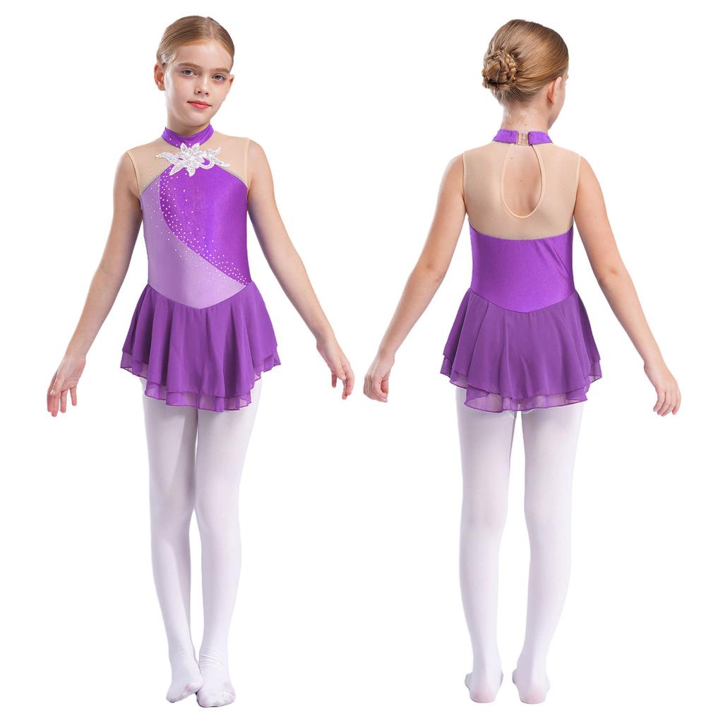 Платье для фигурного катания на коньках для девочек, детское платье для балета и танцев, детское гимнастическое платье для лирического танца, костюмы
