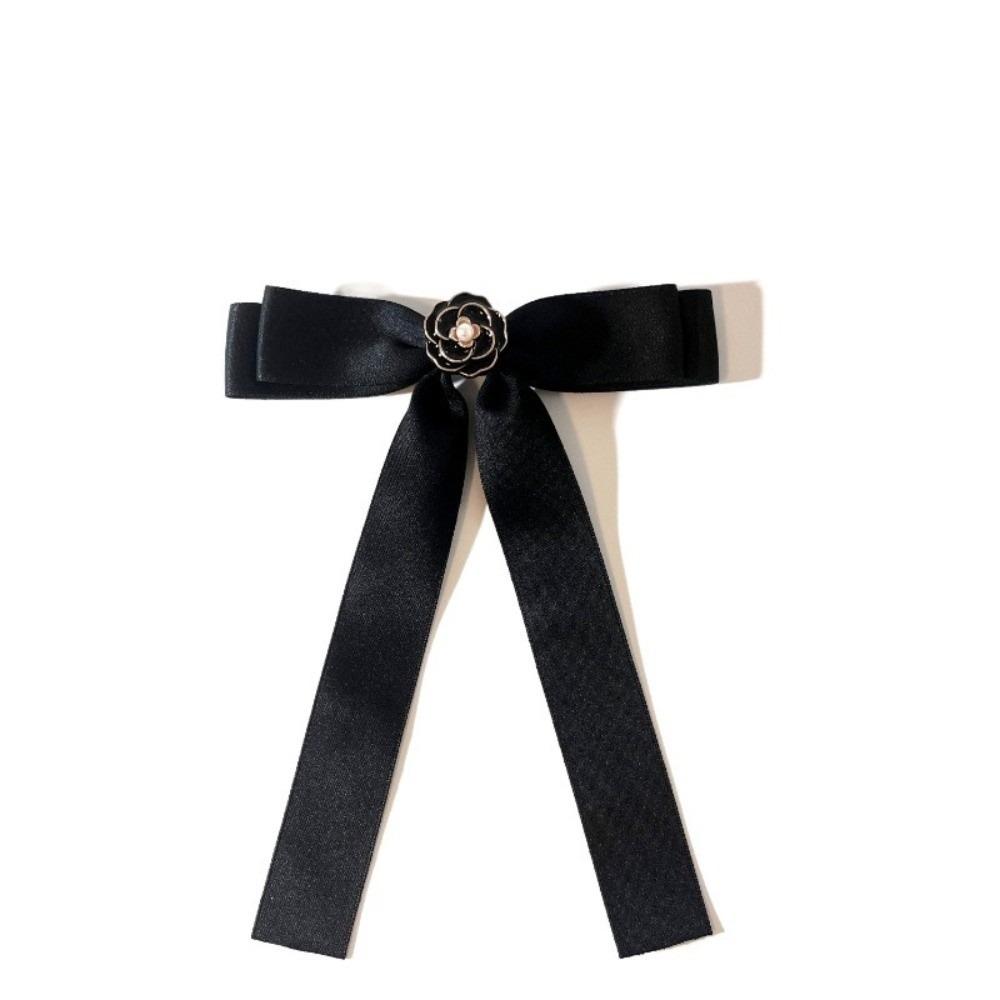 Pearl Black Ribbon Pin White Funerals Memorial Pin Fashion Mourning Badge Brooch Occupation