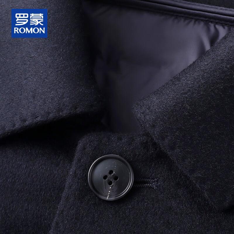 ROMON Men's Wool Blend Detachable Goose Down Lined Overcoat