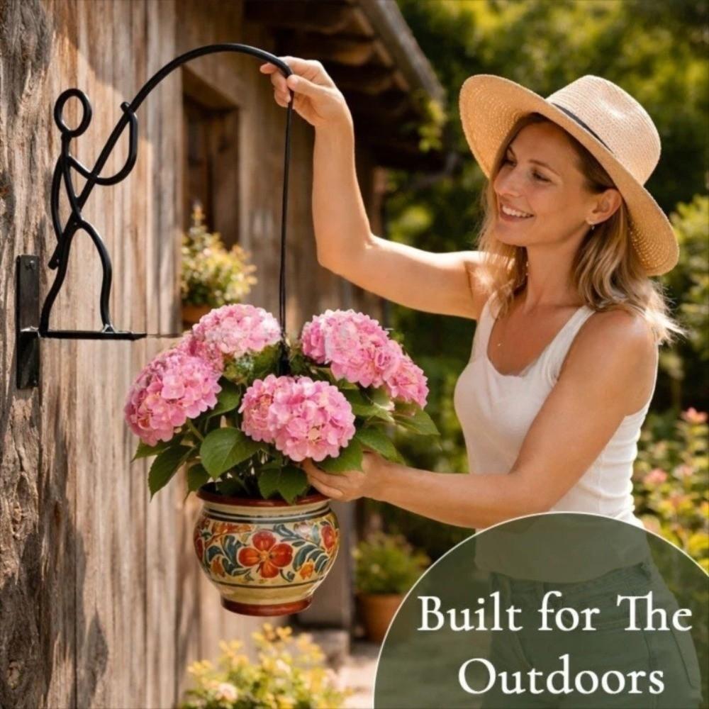 Multifunctional Fisherman Wall Planter Holder Abstract Shape Clean Lines Wall Hooks