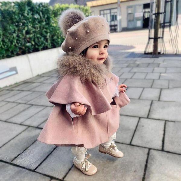 Толстая теплая накидка для маленьких девочек, пальто с меховым воротником, детское зимнее длинное пальто, верхняя одежда для детей-подростков