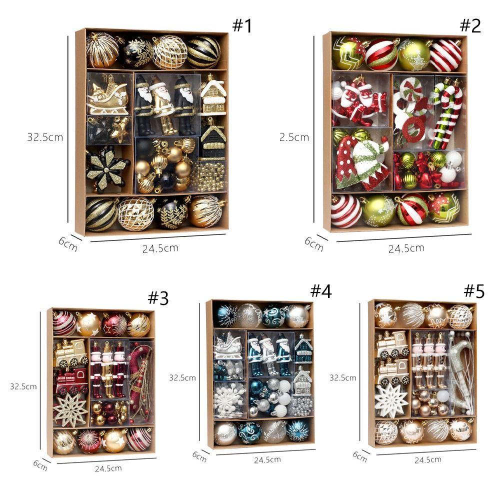 50pcs Reusable Electroplated Christmas Hanging Balls Xmas Tree Pendants Home New Year Festival Gift