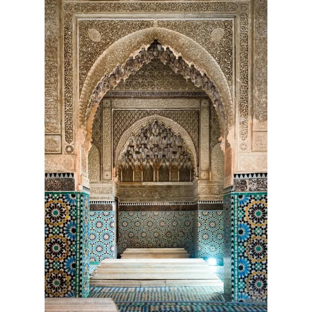 Moroccan Door Arab Canvas Print Islamic Muslim Wall Architectural Wall Art Poster for Living Room Bedroom Eid Al-Fitr Home Decor