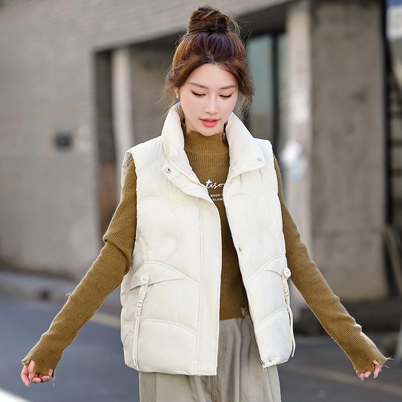 Down Cotton Vest Autumn and Winter New Women's Cotton Vest Loose Stand Collar Vest Sleeveless Cotton Vest