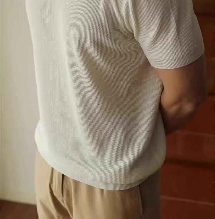 Men's Summer Ice Silk Knitted Slim Fit Polo Shirt - Short Sleeve, Pure Color, Casual Lapel T-shirt