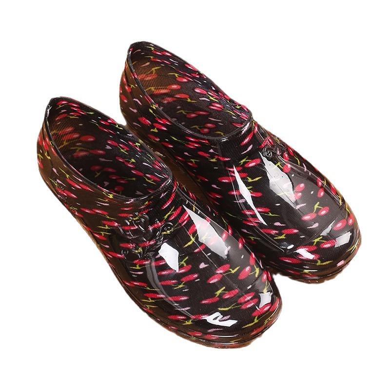 Water shoes low-top shallow rain shoes women's and women's rubber shoes non-slip low tube plus fixed cotton lint rain boots