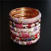 Vintage Cloisonne Filigree Gifts For Women Girl Peony Flower Bangles Jewelry Accessories Bracelet
