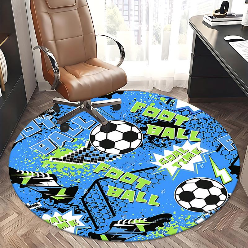 Football Theme Office Carpet Chair Mats, Soccer Ball Design, Sports Decor for Home Office, Living Room, Bedroom, Gift Idea1118060a