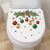 1pc/2pcs Christmas Leaf Colorful Ball Toilet Stickers Toilet Lid Decals Cistern Self-Adhesive Stickers Home Christmas Decoration