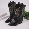 Large Size Square Heel Pointed Head Embroidery Tall Tube But Knee Knight Boots Autumn New Women's Boots
