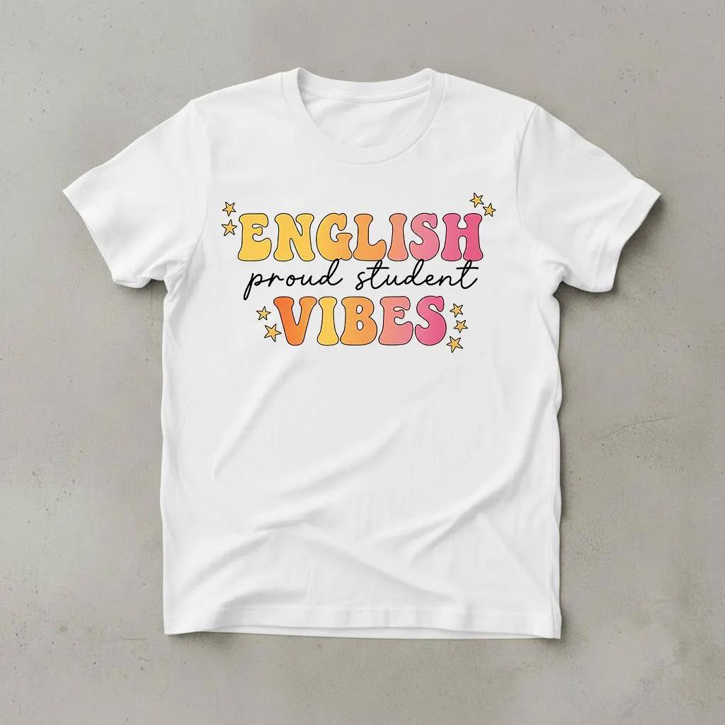 2026 Summer Unisexs High Quality Tshirt Fashion Trend Casual And Comfortable English Student Vibes Tshirt Esl Learner Gift
