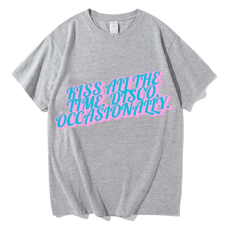 Vintage Kiss All The Time Disco Occasionally T-Shirts Tees Shirt Unisex Fashion Casual Aesthetic Graphic Summer Pure Cotton Tops