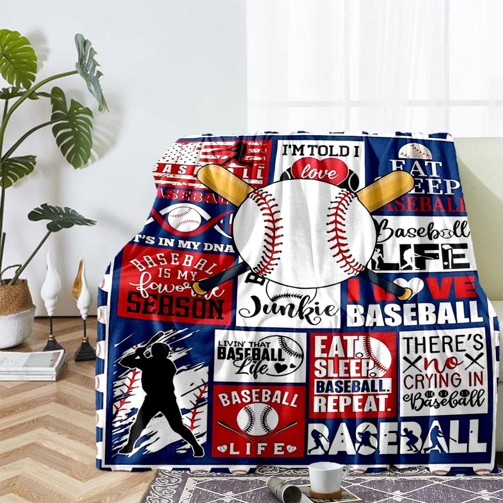 Baseball Theme Printed Blanket - Perfect for Couch, Bed, Travel & Outdoor Use | Machine Washable, Cozy & Durable.