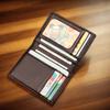Прозрачное ID-окно Держатель для кредитных карт Прочный Мягкий Множество слотов для карт Натуральная кожа Двухслойный Тонкий Маленький Кошелек Черный Кофе