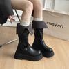 Two Wearing Retro British Style Thick-heeled Thick-soled Boots for Women's 2025 Winter New Boots, Tall and Thin Knight Boots