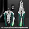 Инструмент для снятия изоляции Складные кусачки для кабеля Многофункциональный стриппер для проводов электрика Плоскогубцы для скручивания проводов Обжимные клещи Ручной инструмент