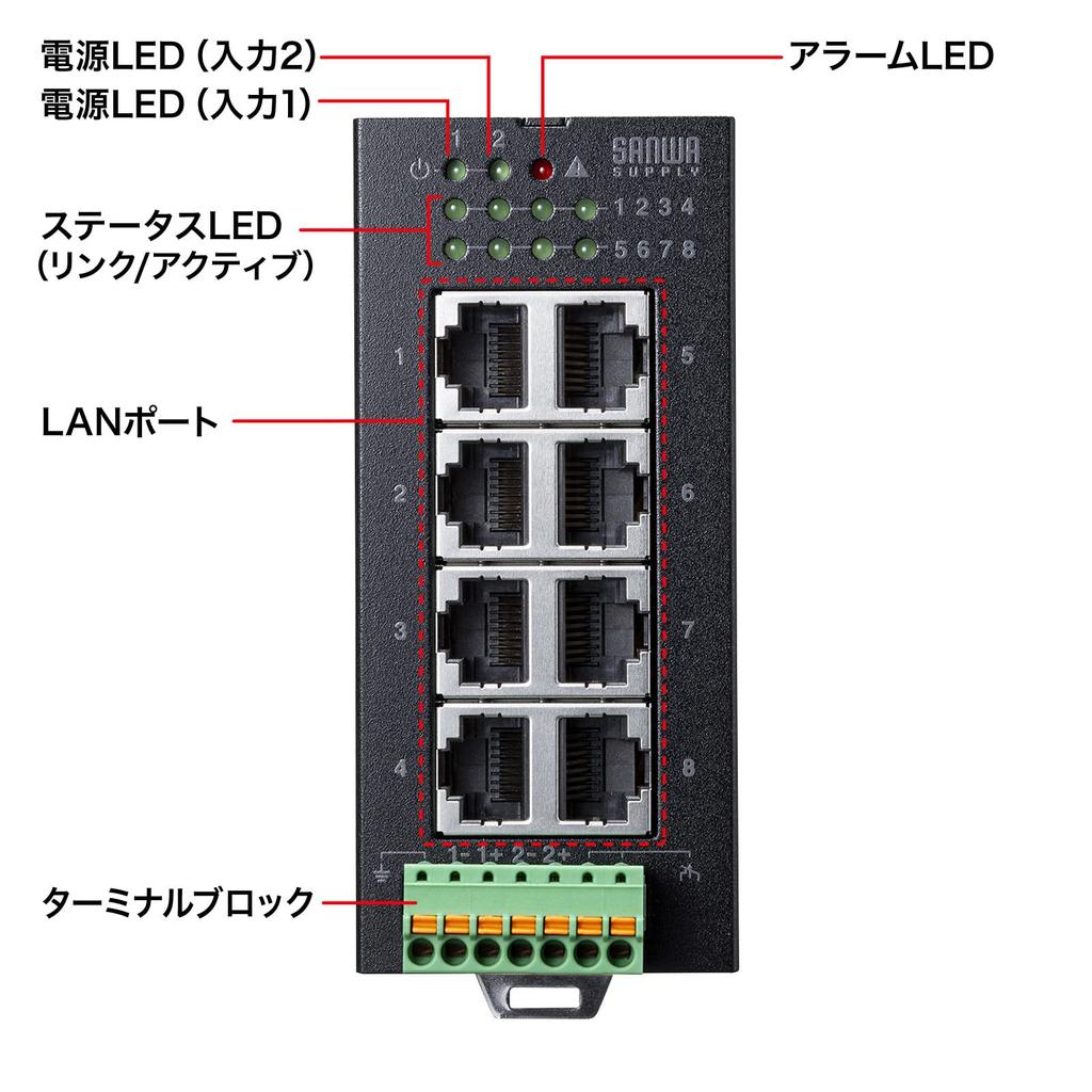 SANWA SUPPLY Промышленный гигабитный коммутатор (Высокая прочность/8 портов) LAN-GIGAFA804