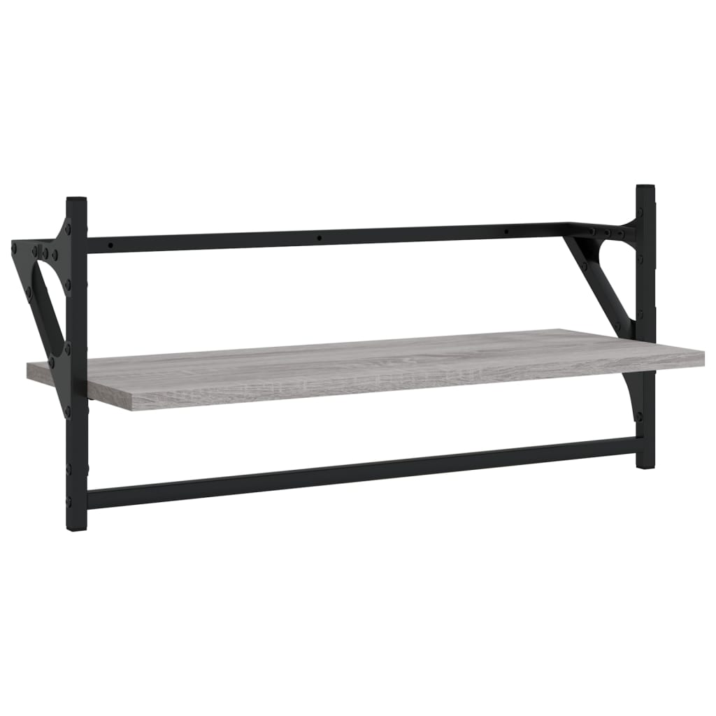 4 Piece Wall Shelf Set with Rods Grey Sonoma Engineered Wood