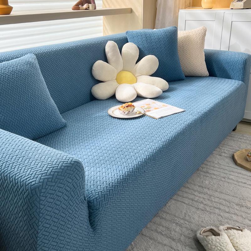 Вязаный эластичный чехол для дивана, универсальный чехол для шезлонга, плюшевая подушка для дивана, пылезащитный кожаный чехол для дивана