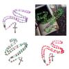 Colorful Beads Gothic Necklace with Long Pendant Cross Rosary Necklaces Unique and Durable Hangable Pendant Bead Chain