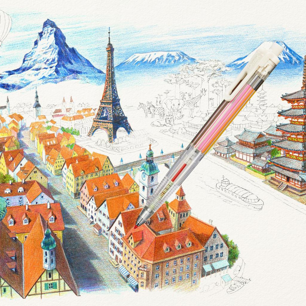 Pentel Art Multi Lead Pens with Refill XPH804ST 8, 8-Color Set,