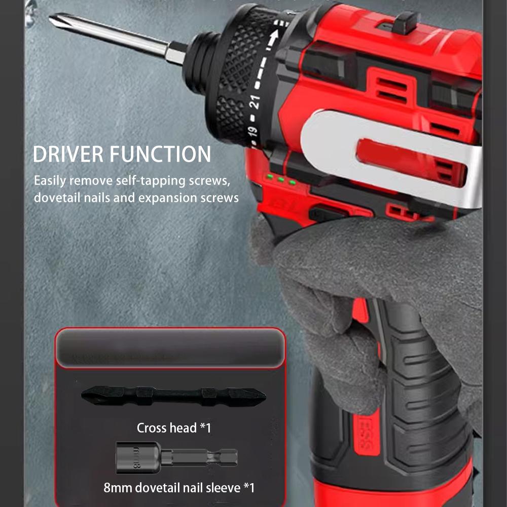 80N.m 18V Brushless Electric Drill Cordless Knockable Driller Driver Screwdriver Li-ion Battery Electric Power Tools