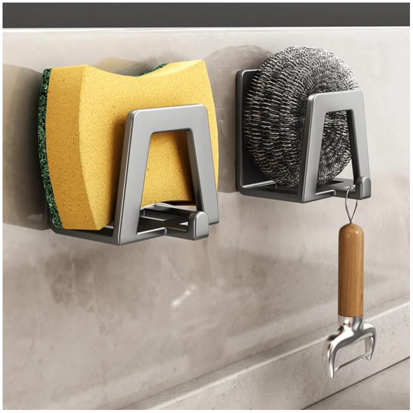 Держатель для губки из нержавеющей стали, самоклеящиеся стеллажи для сушки раковины, губки, полка, кухонные настенные крючки для хранения, держатели, органайзер