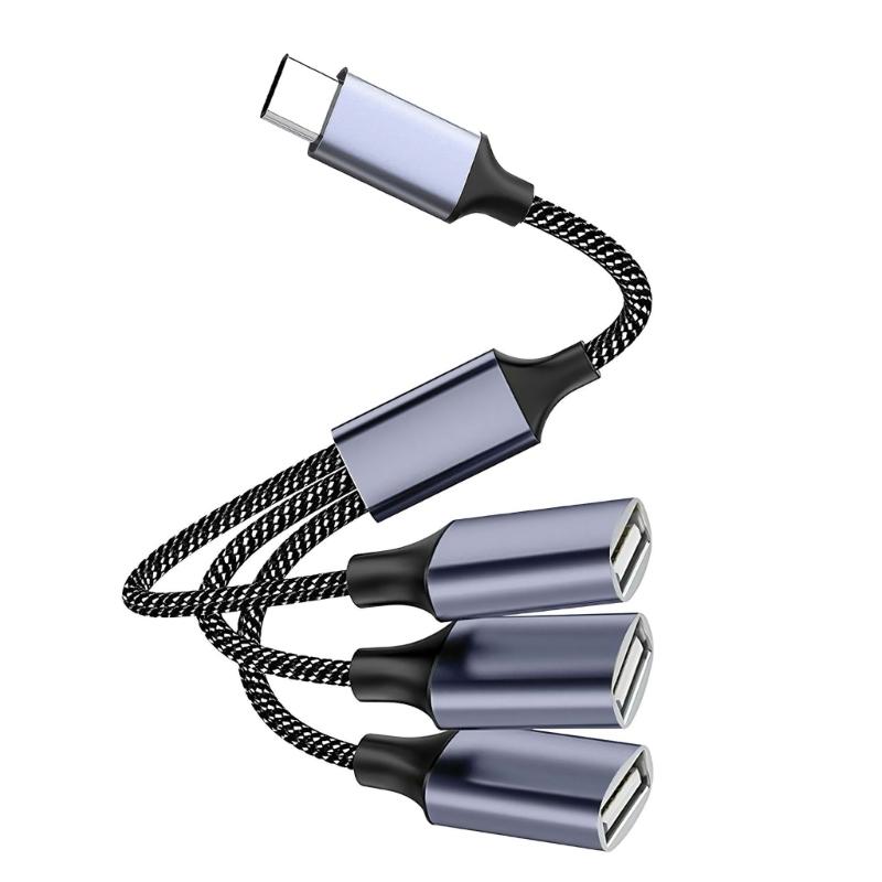 USB 2.0 Удлинительный кабель 1 штекер на 3 гнезда Адаптер для нескольких устройств Передача данных с металлическим корпусом и длиной 30 см