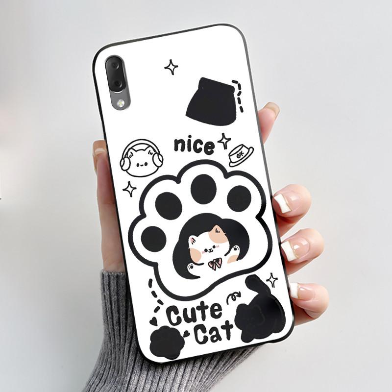 Casing For Sony Xperia L3 L4 Case Aesthetic Fashion Cute Cat Astronaut Black Soft Silicone Matte Shockproof Back Cover Bumper