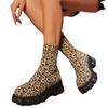 Весна Осень Новые Изысканные Женские Сапоги Модный Тренд Леопардовый Узор Современные Сапоги Толстая Подошва Нескользящие Повседневные Короткие Сапоги