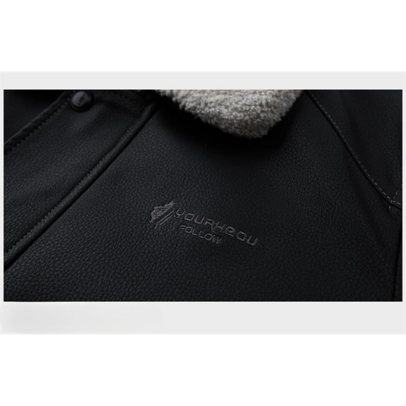 Пуховик из натуральной кожи, Мужская короткая приталенная куртка из овечьей шерсти с лацканами, зимняя кожаная куртка, модная